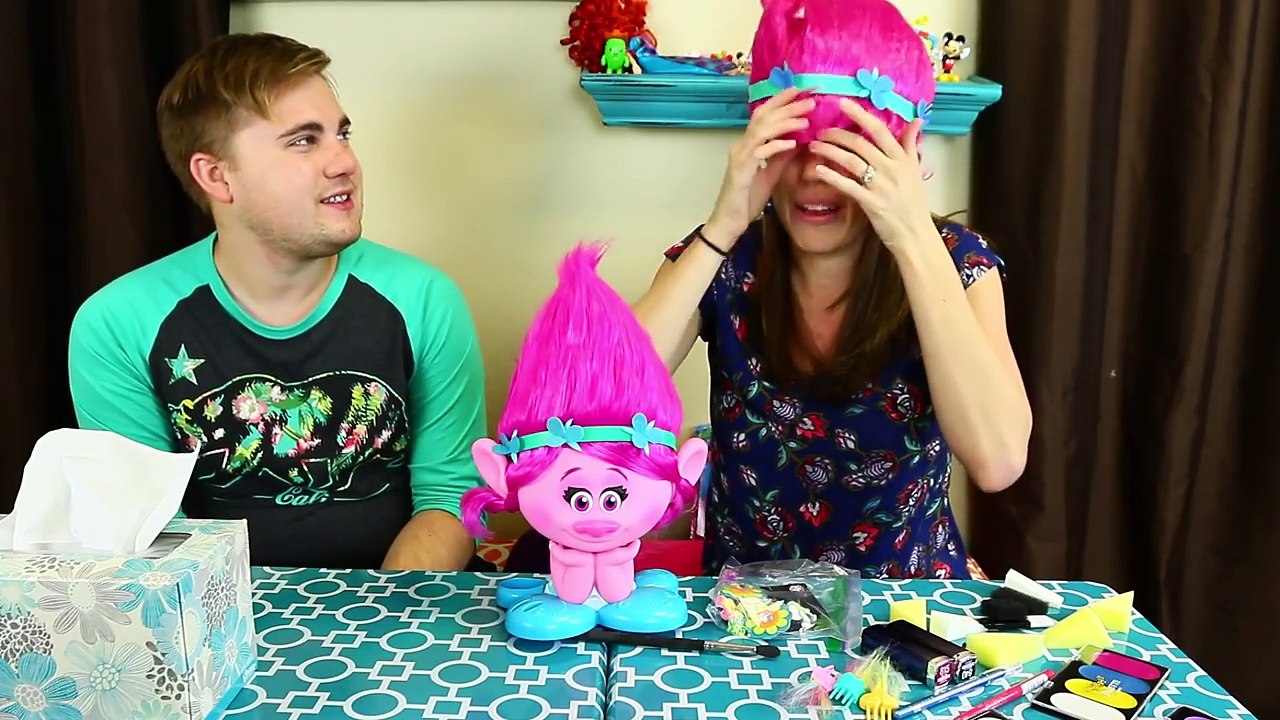 TROLLS MOVIE Makeup Makeover & Costume Dress Up Poppy & Boy Troll Tutorial by DisneyCarToys