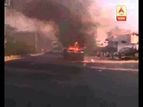 Fire in the Bus on Kona Expressway. Bus is going to Gadiara