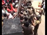 Scuffle between police and agitators during labour wings rally In Bolpur