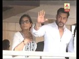 Salman Khan waves at his fans & supporters from his residence