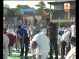 Rajnath Singh  performs yoga on International Yoga day