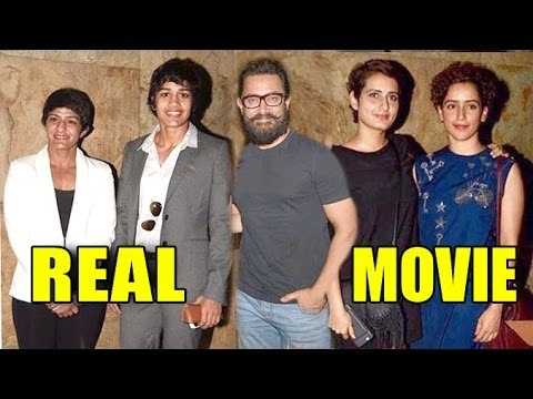 Aamir Khan With Reel & Real Life Daughters In DANGAl Movie - Geeta & Babita Phogat