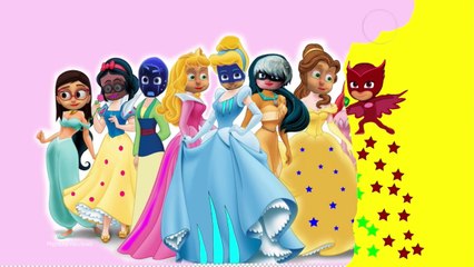 PJ MASKS Catboy, Gekko, Owlette, Luna Girl Romeo Disney Princesses Coloring Videos For Kids