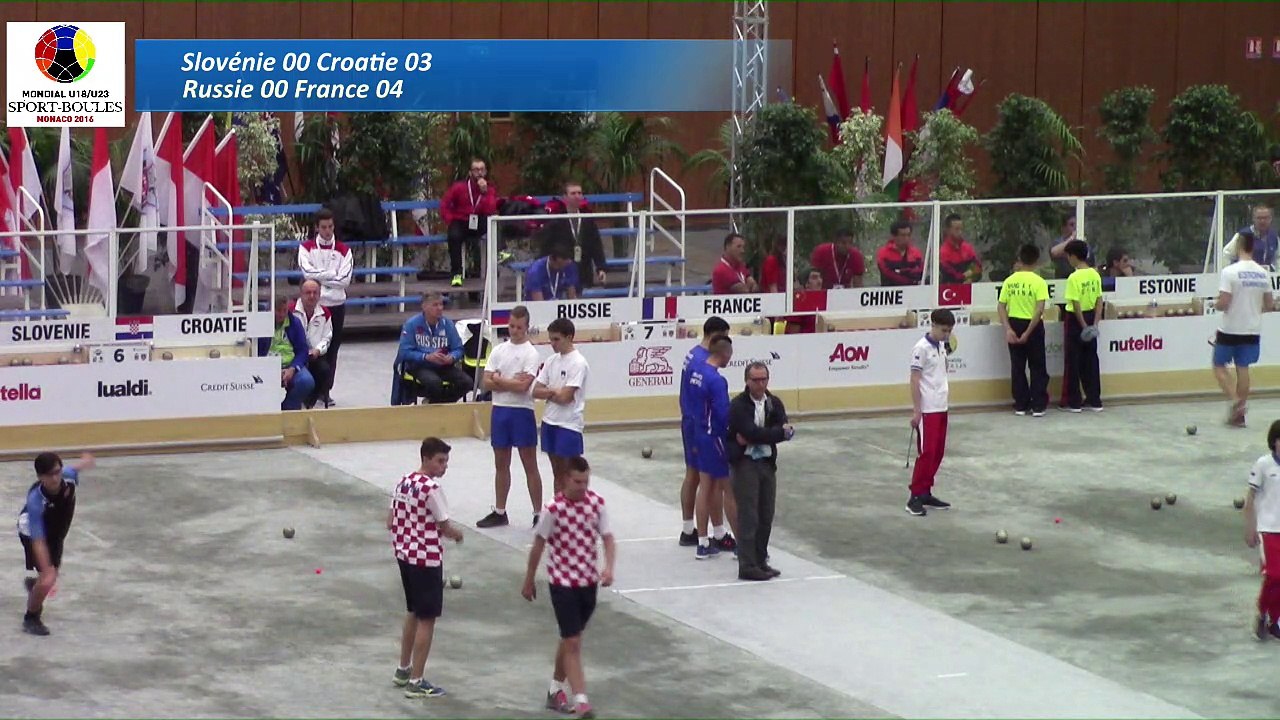 Premiere phase de poule, double U18, Sport Boules, Mondial Jeunes, Monaco 2016