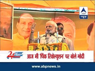 Download Video: Narendra Modi slams congress, raises 'pink revolution' issue again in UP rally