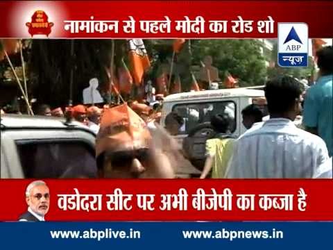 Modi holds road show ahead of filing nomination in Vadodara