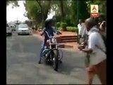 Women's Day: Woman MP from Congress reaches Parliament on her Harley Davidson bike