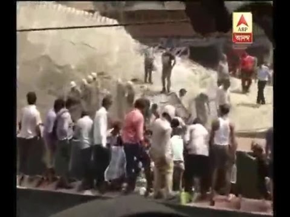 Rescue work going on at the destruction site where a portion of the under construction bri