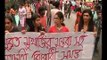 Students of Jadavpur University in a protest rally against Subrata Mukherjee's comments on