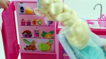 FROZEN Elsa Barbie Doll Barbie Bathtime Barbie Doll House Kitchen and Bathroom Toy Videos