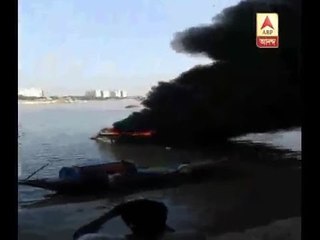 Fire in the Navy speed boat at Princep Ghat