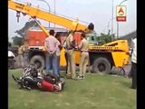 Crane collided with the bike at Newtown, 2 bike rider severely injured