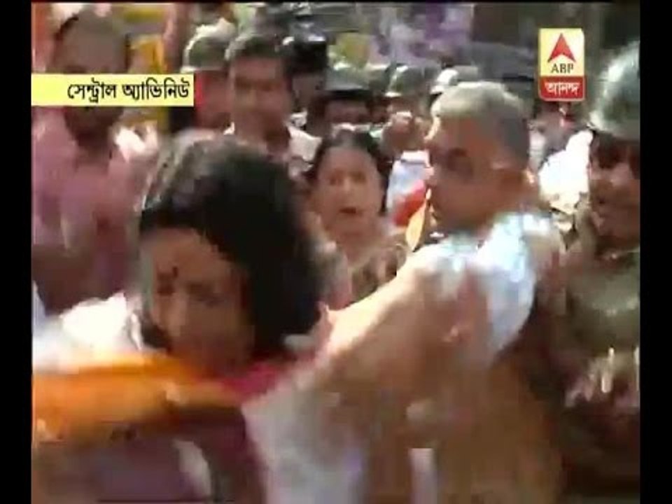 Road blockade by bjp after police stopped their rally on enclave