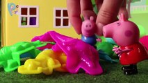 Peppa Pig Juguetes en Español  Peppa y George hacen dinosaurios de plastilina ❤️