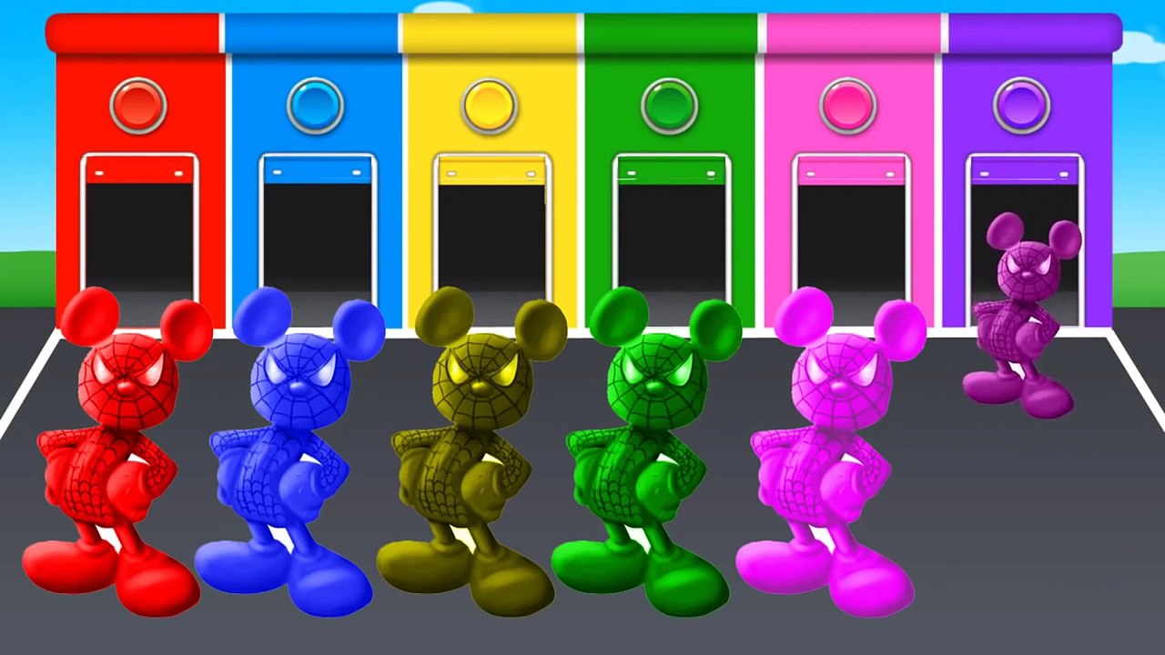 Mickey Mouse Spiderman Colors For Children To Learn With PAcman For Kids - Learning Videos