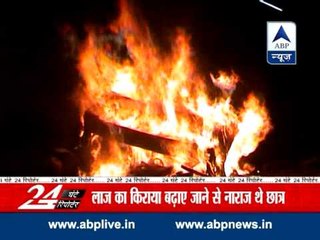 Angry students set Allahabad lodge on fire, vandalise police station