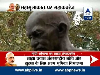 Indian-American gifts Mahatma Gandhi idol to PM Modi in Washington