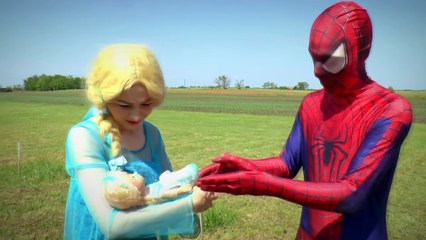 Baby Poop vs Minnie Mouse! w/ Frozen Elsa, Joker & Spiderman In Real Life