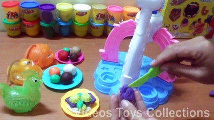 play doh cake factory with duck ,chicken and dog videos toys collection