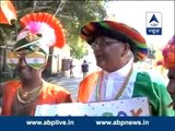 Indian fans celebrate Holi outside WACA stadium in Perth