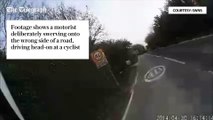 Motorist drives head-on at cyclist