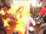 Two Congress workers receive serious burns as they tried to set PM Modi's effigy ablaze