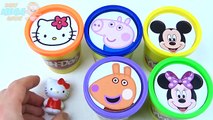 Сups Stacking Toys Play Doh Clay Mickey Mouse Peppa Pig Hello Kitty Learn Colors for Children
