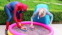 Frozen Elsa & Spiderman Buried Head in Orbeez sand surprise vs Joker Pranks Fun Superhero Real Life--Nwprb-JQFg