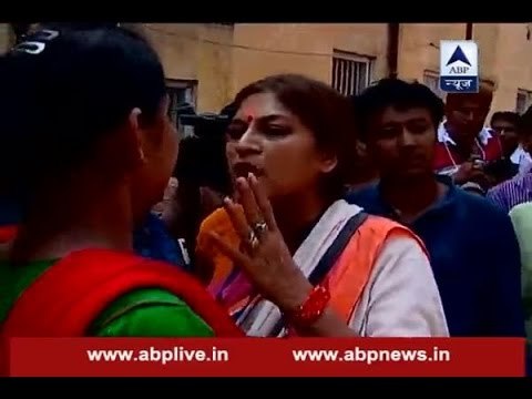 Howrah: BJP’s Rupa Ganguly caught in scuffle with TMC workers outside polling booth