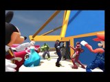 Spiderman and HULK dance and drive Disney Lightning Mcqueen Cars with Elsa Mickey Mouse and More