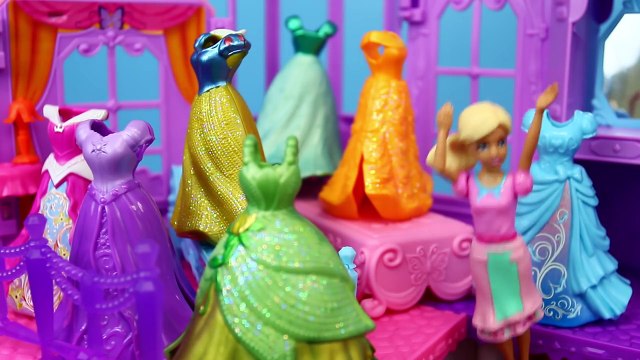 Disney Princess Magic Clip Dollhouse Barbie House Sitting ❤ Frozen Elsa & Anna MagiClip Dolls