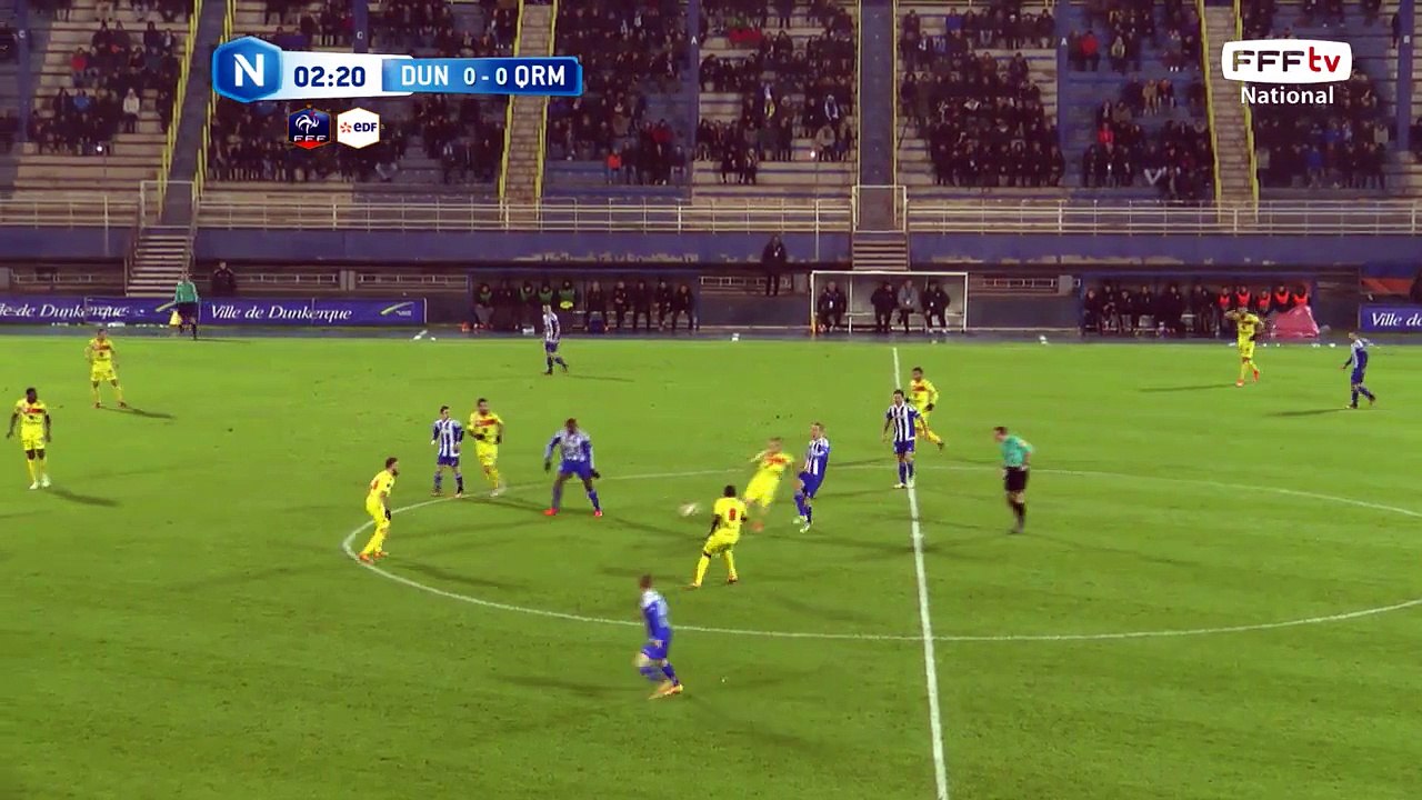 Première frappe du match pour Dunkerque mais sans danger.
