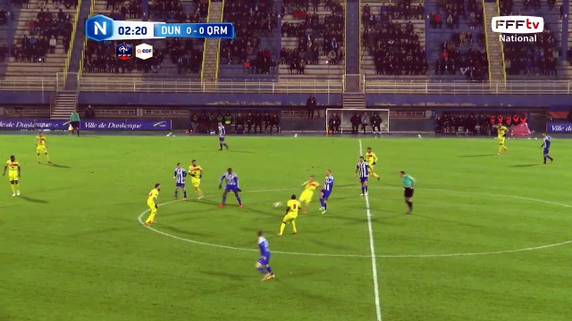 Première frappe du match pour Dunkerque mais sans danger.
