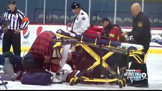Shocking moment Tucson Roadrunners's Craig Cunningham collapses Daily Mail Online