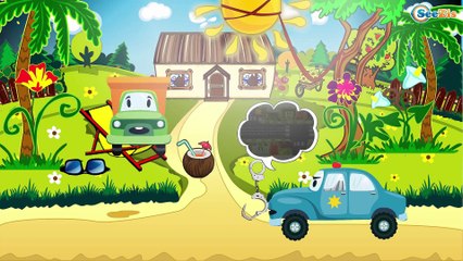 The Police Car rescues the Little Car - Emergency Cars - Cars & Trucks for Kids