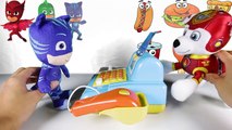 PJ Masks Cooking Part 3 with Paw Patrol Chickaletta and Romeo - Weebles, McDonalds Happy Meal Toys