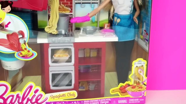 Barbie Spaghetti Chef Cocina para La Princesa Ariel y Eric - Juguetes de Barbie con Plastilina