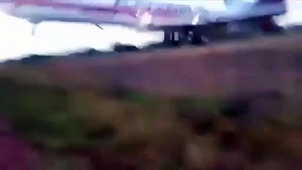 Footage of Cargo plane overshoots runway, crashes at takeoff in Colombia