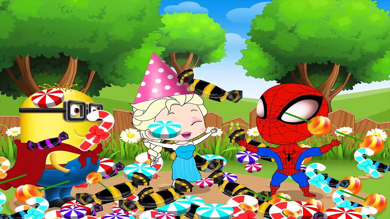 Happy Birthday Spiderman Elsa and Minions Song For Kids Funny 4K
