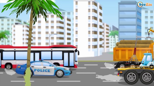 Amarillo Carros de Carreras y Сoche de policía infantiles - Caricatura de Carritos Para Niños