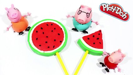 Play doh watermelon cake - peppa pig toys eat cake funny videos