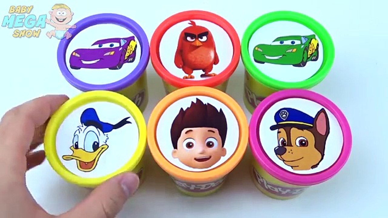 Cups Play Doh Clay Learn Colours Toys Donald Duck Paw Patrol Angry Birds Cars 2 Pixar Disney