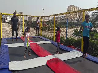 The kids are enjoying on Trampoline @ Pavilion End Club