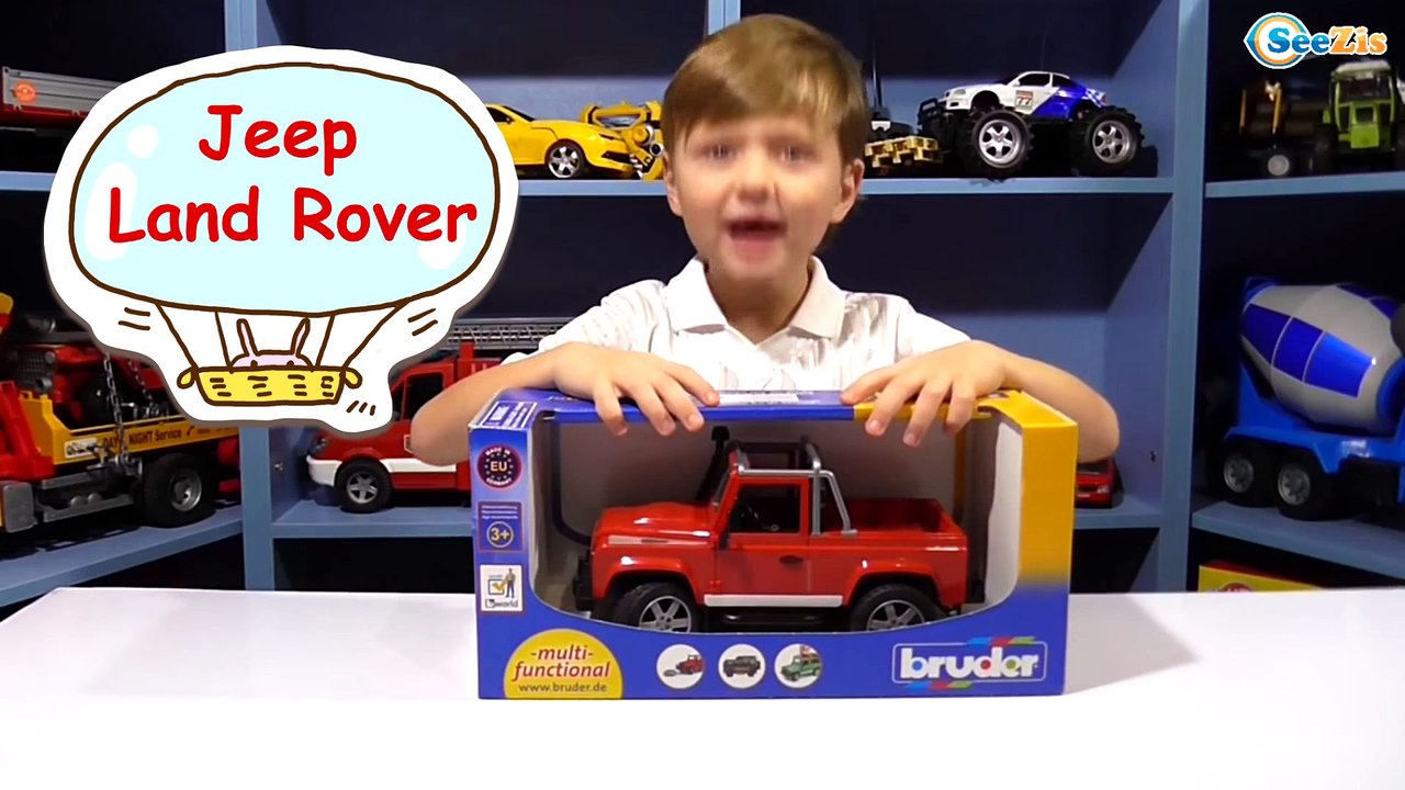 BRUDER. Off-road vehicle Land Rover Defender Jeep - Unboxing & Review of toys for kids EN
