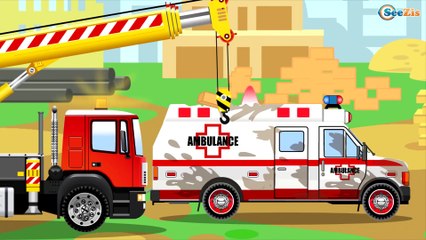 Construction Trucks: The Crane and The Truck - The Ambulance and Car Wash Adventures - Episode 15