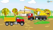 Camión y Grúa - Carros para niños - Coches infantiles - Caricaturas de carros - Dibujo animado