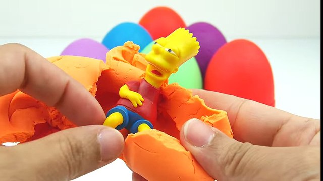 LEARN COLORS PLAY DOH SURPRISE EGGS - McQueen Cars TMNT Ninja Turtle Dora Sponge Bob Minions etc