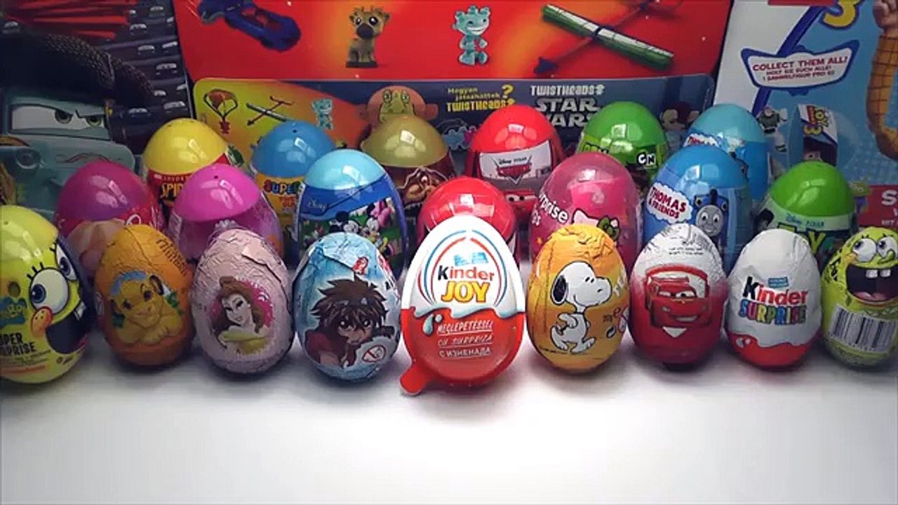 25 Surprise Eggs Kinder Surprise Cars 2 Mickey Mouse Spongebob-HD