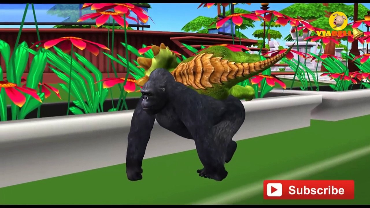 Little Baby Dinosaur Color Songs for Children | Gorilla Vs Dinosaur Color Song | Finger Family Songs