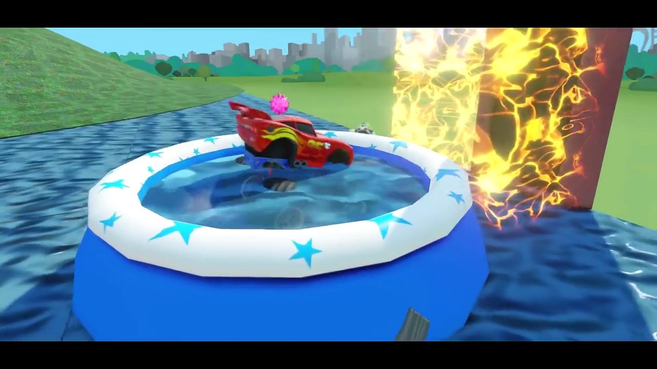 Buzz Lightyear & Sheriff Woody from Toy Story having fun with Disney PIxar LIghtning Mcqueen